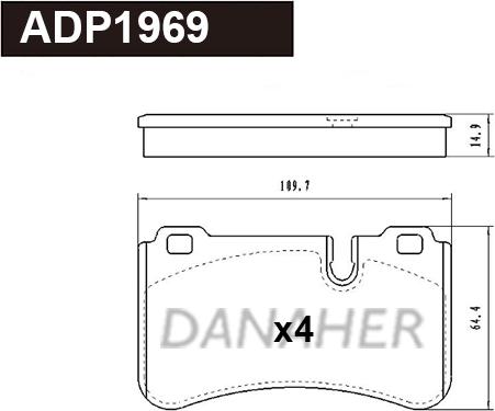 Danaher ADP1969 - Гальмівні колодки, дискові гальма autozip.com.ua