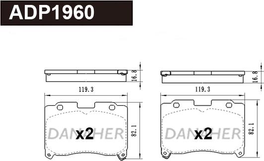 Danaher ADP1960 - Гальмівні колодки, дискові гальма autozip.com.ua