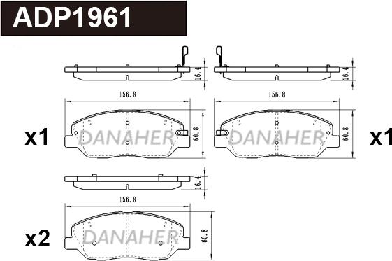 Danaher ADP1961 - Гальмівні колодки, дискові гальма autozip.com.ua