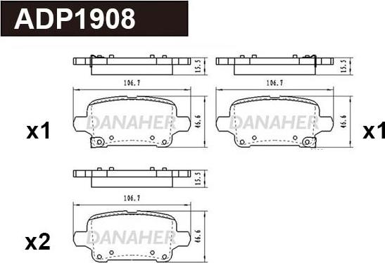 Danaher ADP1908 - Гальмівні колодки, дискові гальма autozip.com.ua