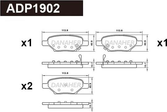 Danaher ADP1902 - Гальмівні колодки, дискові гальма autozip.com.ua