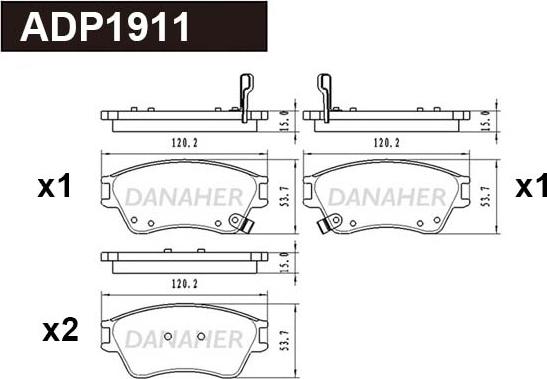 Danaher ADP1911 - Гальмівні колодки, дискові гальма autozip.com.ua