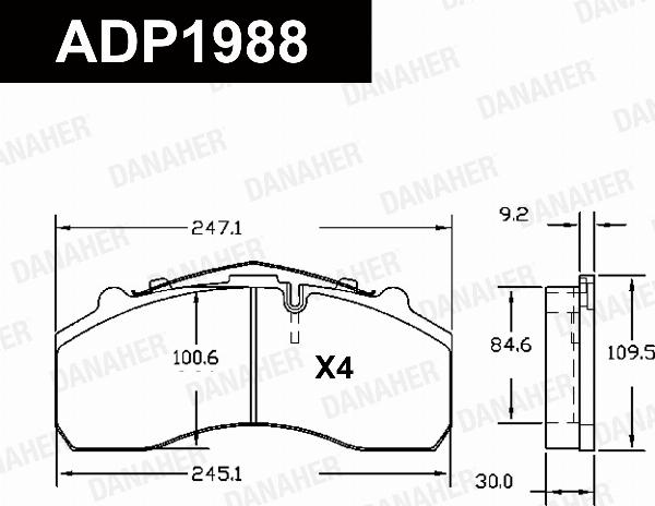 Danaher ADP1988 - Гальмівні колодки, дискові гальма autozip.com.ua