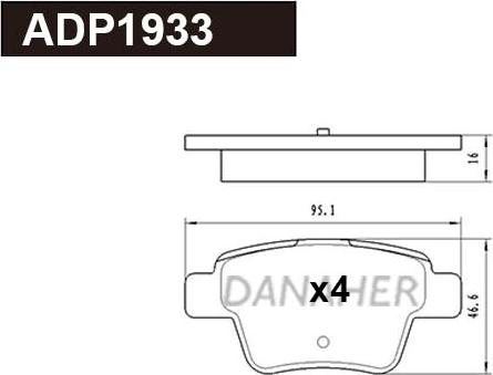 Danaher ADP1933 - Гальмівні колодки, дискові гальма autozip.com.ua