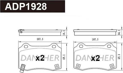 Danaher ADP1928 - Гальмівні колодки, дискові гальма autozip.com.ua