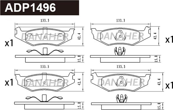 Danaher ADP1496 - Гальмівні колодки, дискові гальма autozip.com.ua