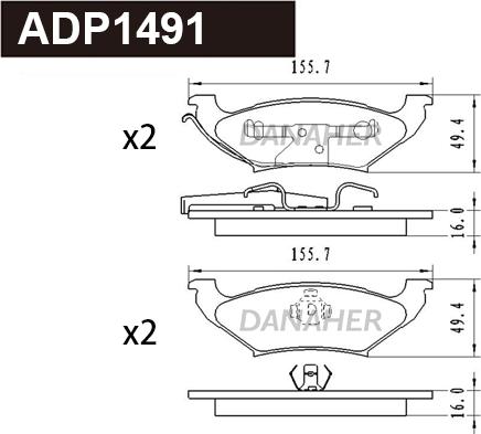 Danaher ADP1491 - Гальмівні колодки, дискові гальма autozip.com.ua