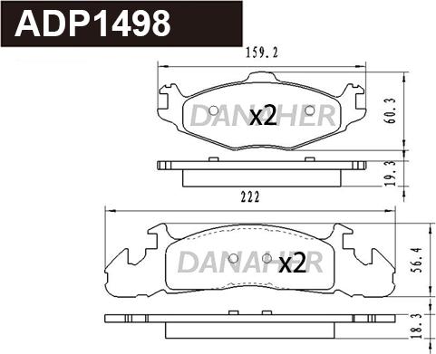 Danaher ADP1498 - Гальмівні колодки, дискові гальма autozip.com.ua