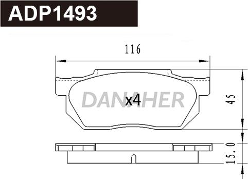 Danaher ADP1493 - Гальмівні колодки, дискові гальма autozip.com.ua