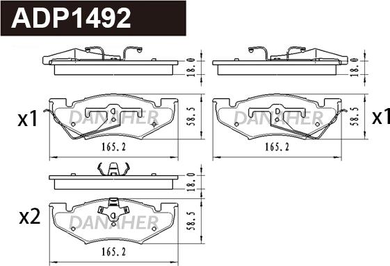 Danaher ADP1492 - Гальмівні колодки, дискові гальма autozip.com.ua