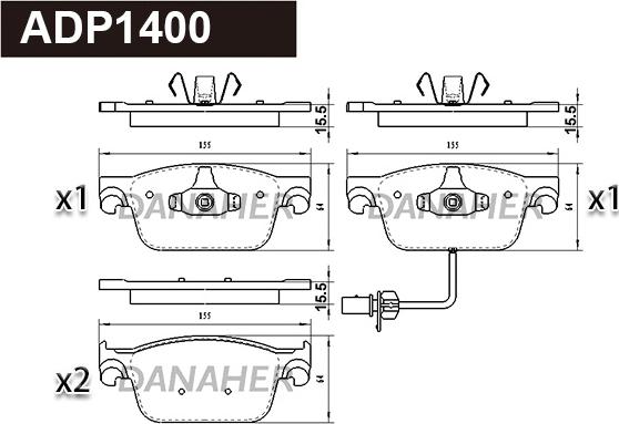 Danaher ADP1400 - Гальмівні колодки, дискові гальма autozip.com.ua