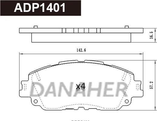 Danaher ADP1401 - Гальмівні колодки, дискові гальма autozip.com.ua