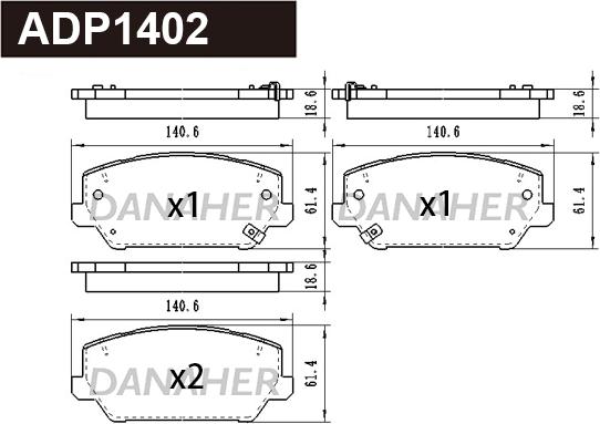 Danaher ADP1402 - Гальмівні колодки, дискові гальма autozip.com.ua