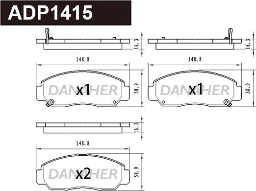 Danaher ADP1415 - Гальмівні колодки, дискові гальма autozip.com.ua