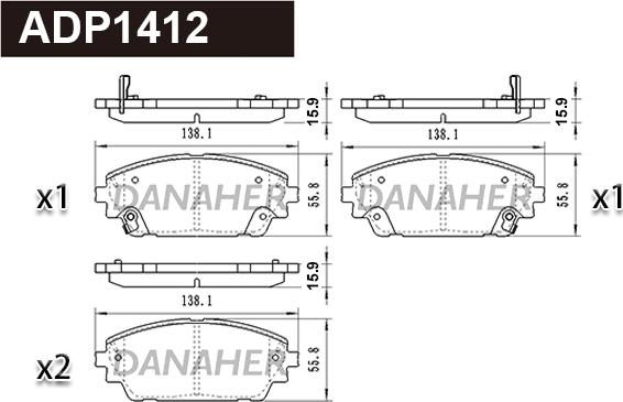 Danaher ADP1412 - Гальмівні колодки, дискові гальма autozip.com.ua