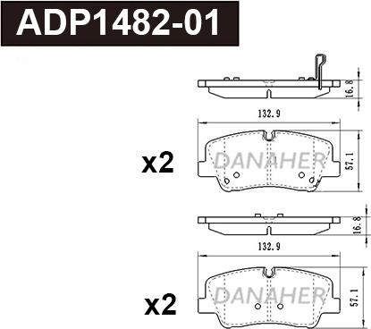 Danaher ADP1482-01 - Гальмівні колодки, дискові гальма autozip.com.ua