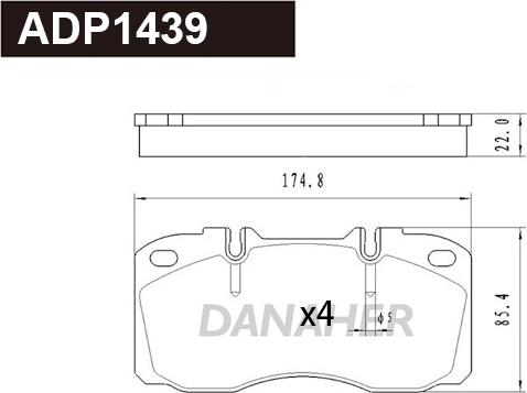 Danaher ADP1439 - Гальмівні колодки, дискові гальма autozip.com.ua