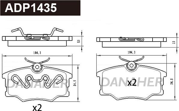 Danaher ADP1435 - Гальмівні колодки, дискові гальма autozip.com.ua