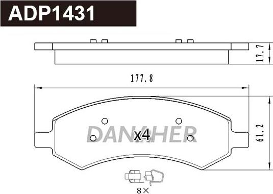 Danaher ADP1431 - Гальмівні колодки, дискові гальма autozip.com.ua