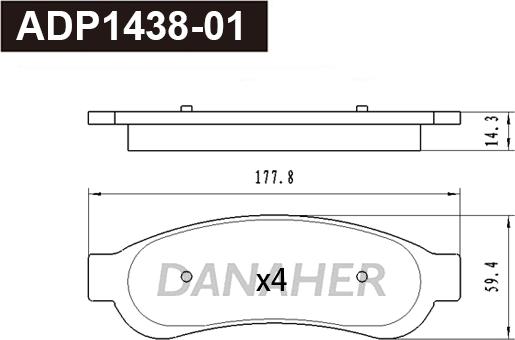 Danaher ADP1438-01 - Гальмівні колодки, дискові гальма autozip.com.ua