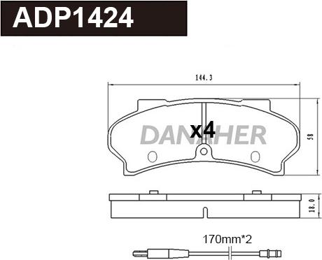 Danaher ADP1424 - Гальмівні колодки, дискові гальма autozip.com.ua