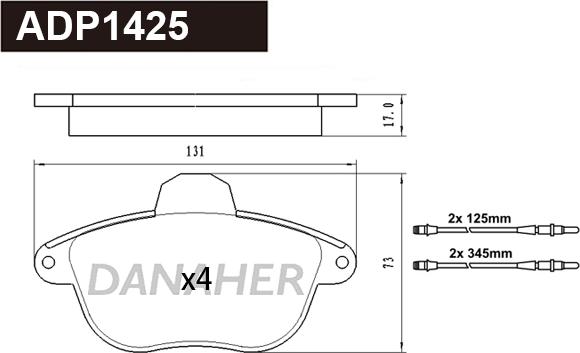 Danaher ADP1425 - Гальмівні колодки, дискові гальма autozip.com.ua