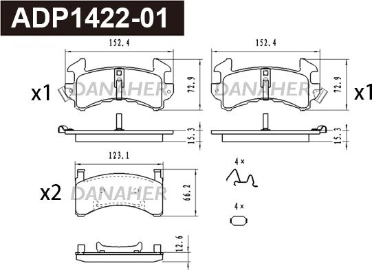 Danaher ADP1422-01 - Гальмівні колодки, дискові гальма autozip.com.ua