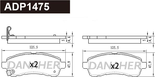 Danaher ADP1475 - Гальмівні колодки, дискові гальма autozip.com.ua