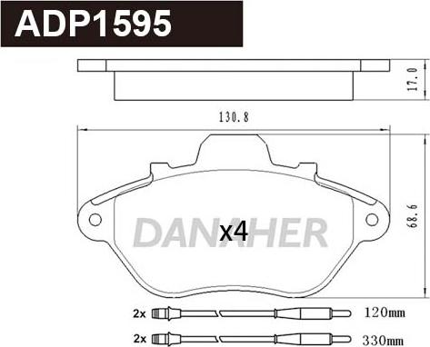 Danaher ADP1595 - Гальмівні колодки, дискові гальма autozip.com.ua