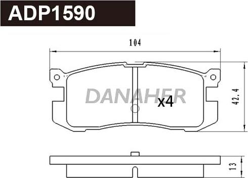 Danaher ADP1590 - Гальмівні колодки, дискові гальма autozip.com.ua