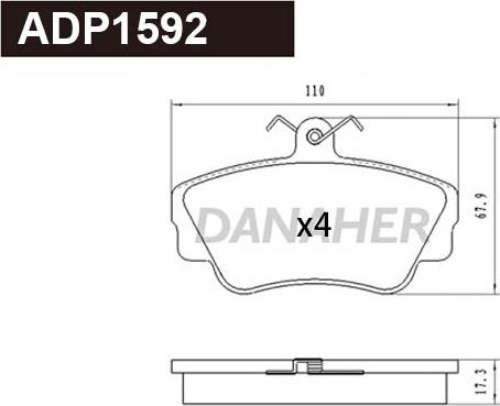 Danaher ADP1592 - Гальмівні колодки, дискові гальма autozip.com.ua