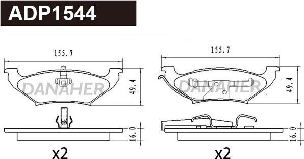 Danaher ADP1544 - Гальмівні колодки, дискові гальма autozip.com.ua