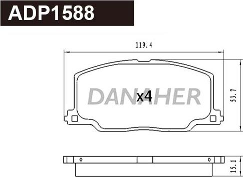 Danaher ADP1588 - Гальмівні колодки, дискові гальма autozip.com.ua