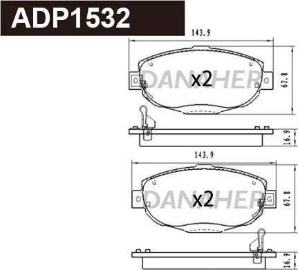 Danaher ADP1532 - Гальмівні колодки, дискові гальма autozip.com.ua
