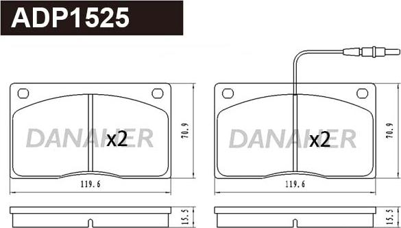 Danaher ADP1525 - Гальмівні колодки, дискові гальма autozip.com.ua