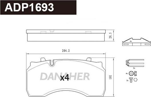 Danaher ADP1693 - Гальмівні колодки, дискові гальма autozip.com.ua