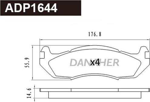 Danaher ADP1644 - Гальмівні колодки, дискові гальма autozip.com.ua