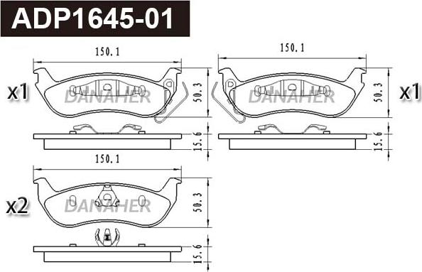 Danaher ADP1645-01 - Гальмівні колодки, дискові гальма autozip.com.ua