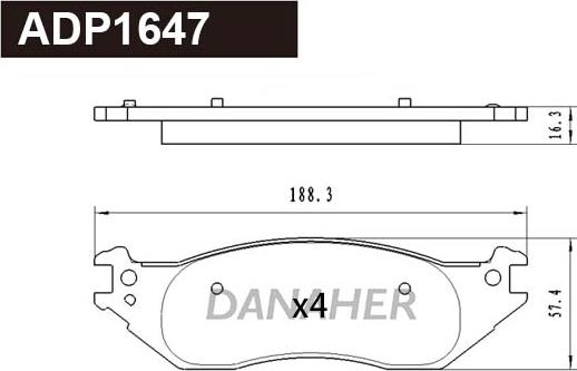 Danaher ADP1647 - Гальмівні колодки, дискові гальма autozip.com.ua
