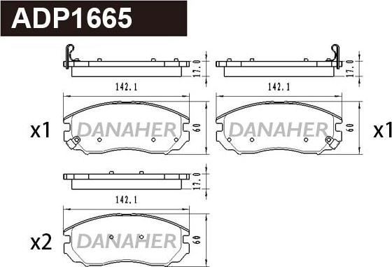 Danaher ADP1665 - Гальмівні колодки, дискові гальма autozip.com.ua