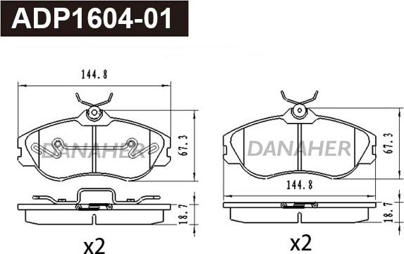 Danaher ADP1604-01 - Гальмівні колодки, дискові гальма autozip.com.ua