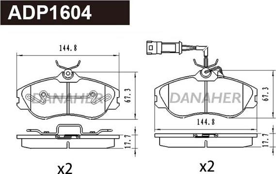 Danaher ADP1604 - Гальмівні колодки, дискові гальма autozip.com.ua
