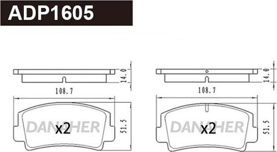 Danaher ADP1605 - Гальмівні колодки, дискові гальма autozip.com.ua