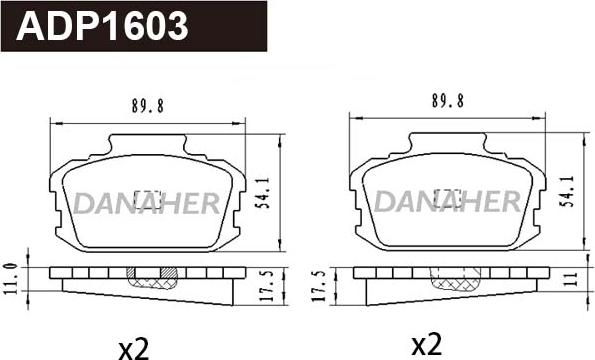 Danaher ADP1603 - Гальмівні колодки, дискові гальма autozip.com.ua