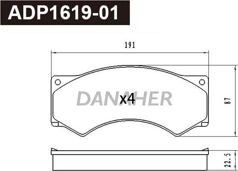 Danaher ADP1619-01 - Гальмівні колодки, дискові гальма autozip.com.ua