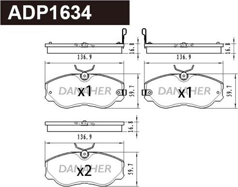 Danaher ADP1634 - Гальмівні колодки, дискові гальма autozip.com.ua