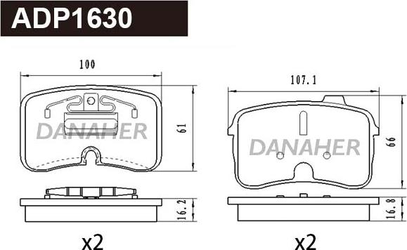 Danaher ADP1630 - Гальмівні колодки, дискові гальма autozip.com.ua