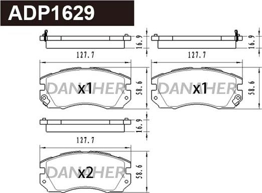 Danaher ADP1629 - Гальмівні колодки, дискові гальма autozip.com.ua