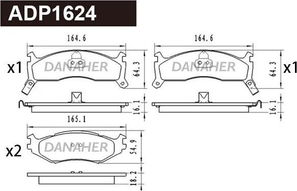 Danaher ADP1624 - Гальмівні колодки, дискові гальма autozip.com.ua