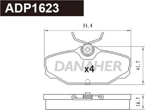 Danaher ADP1623 - Гальмівні колодки, дискові гальма autozip.com.ua